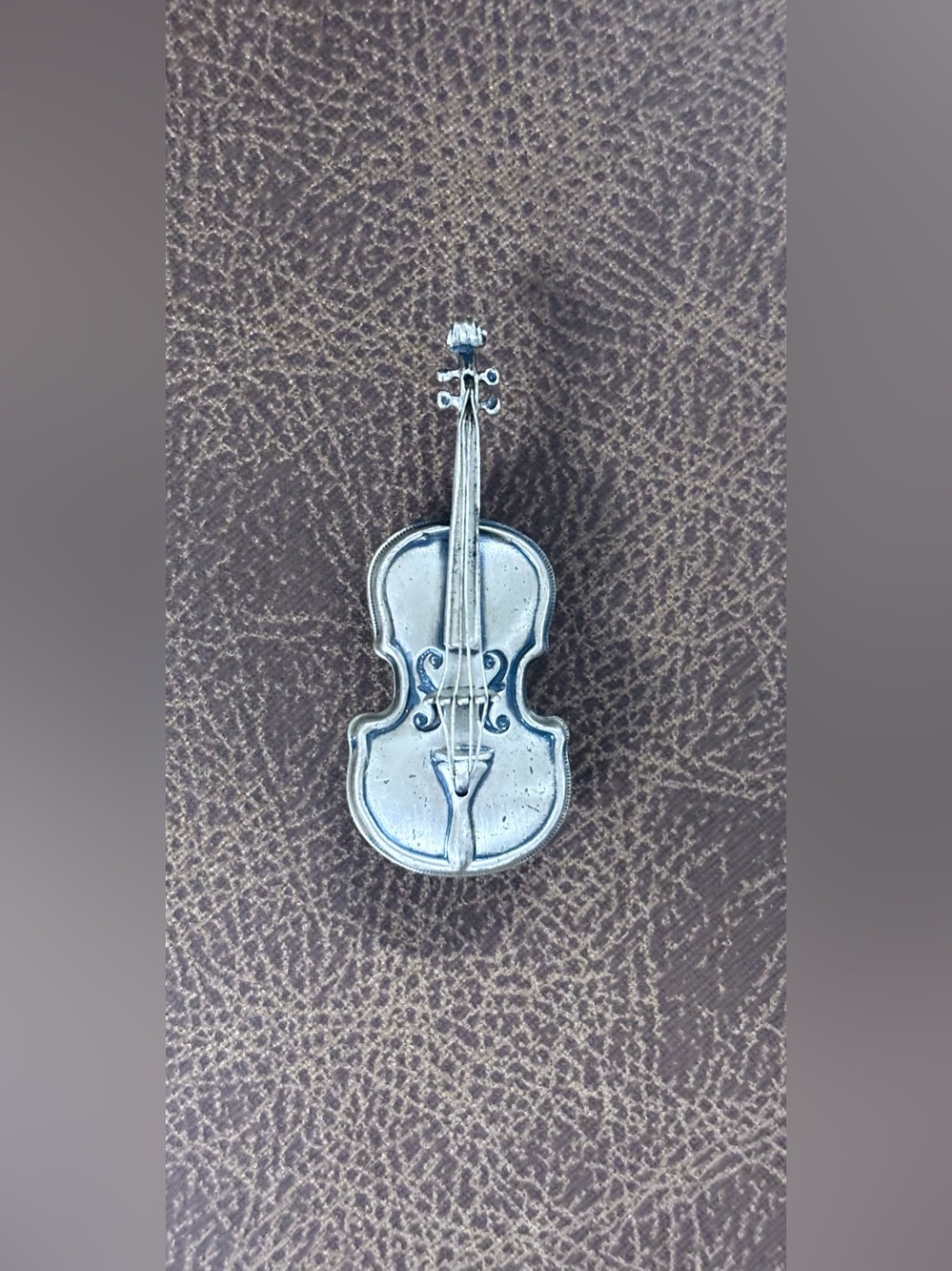 BEAU Vintage Stamped Sterling Silver Miniature Cello Brooch